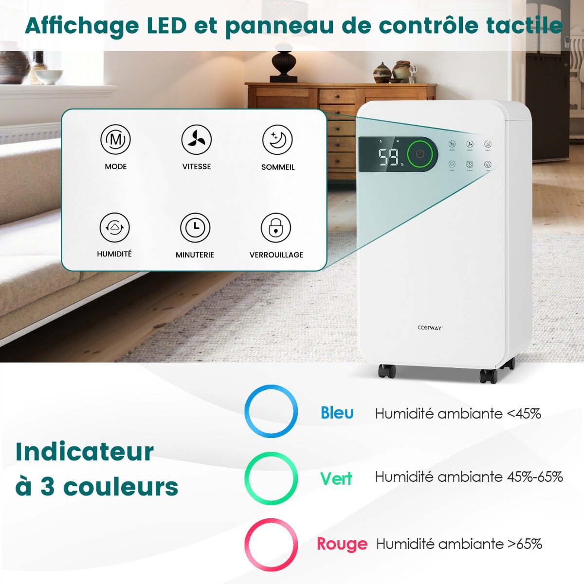 Õhukuivati ​​15 L Õhukuivati ​​unerežiimiga 24-tunnine taimer 28 x 20,5 x 50 cm Valge