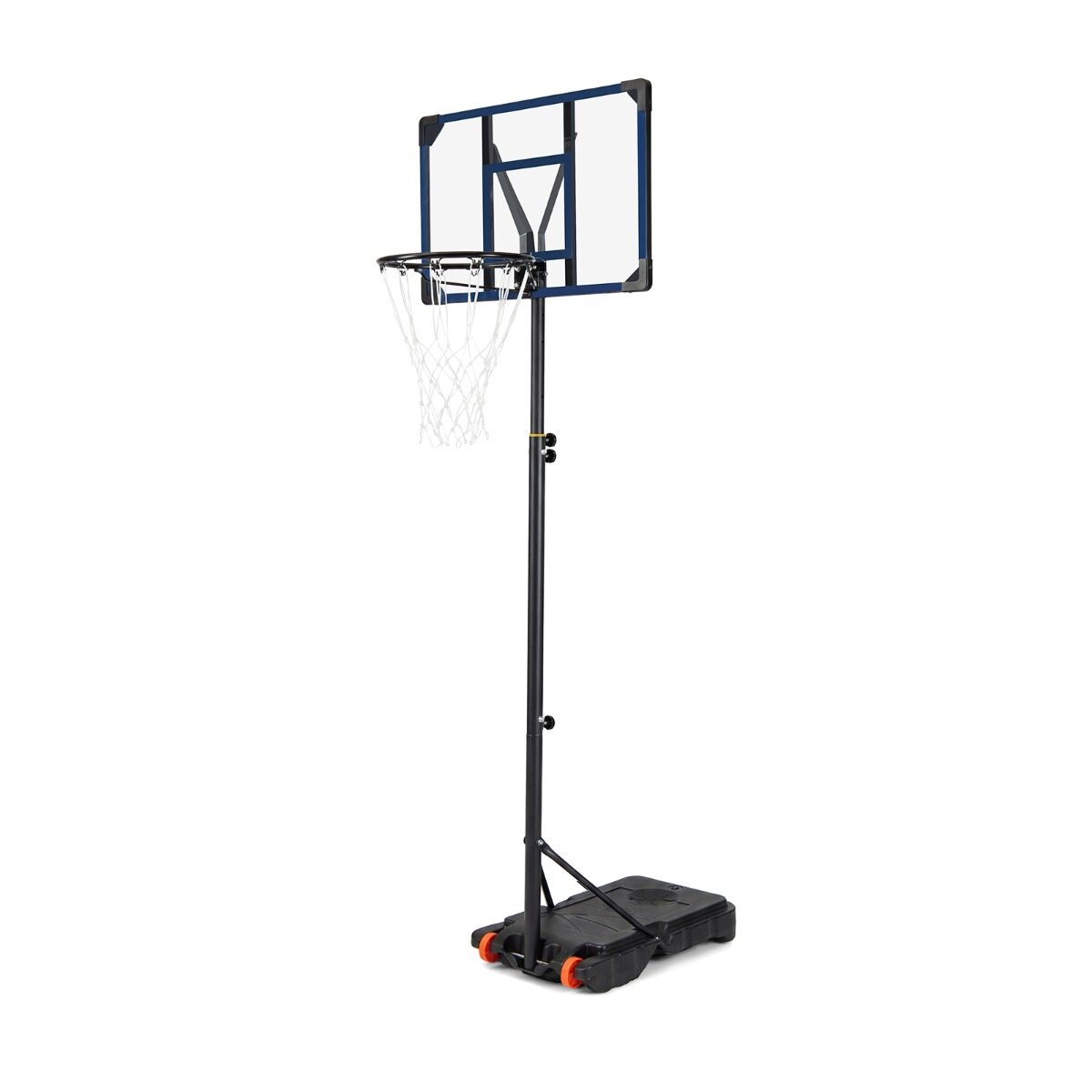 Reguleeritava kõrgusega korvpallirõngas 206–273,5 cm mobiilne korvpallialus 82 cm korvpallilauaga, täidetava aluse ja ratastega, kaasaskantav, sinine