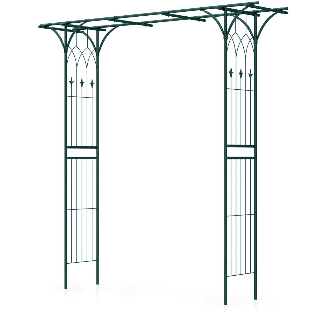 Roosikaare metallist aiakaar ronitaimedele, kaarega aed, 205 x 52 x 205 cm, roheline