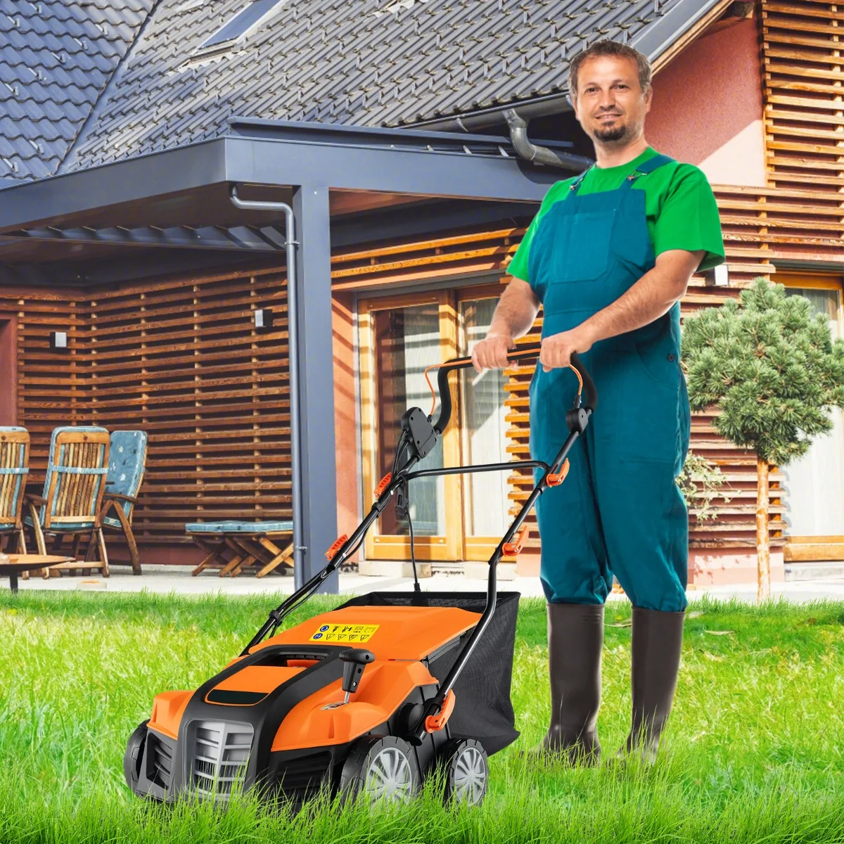 Scarificatore e arieggiatore elettrico da giardino arancione