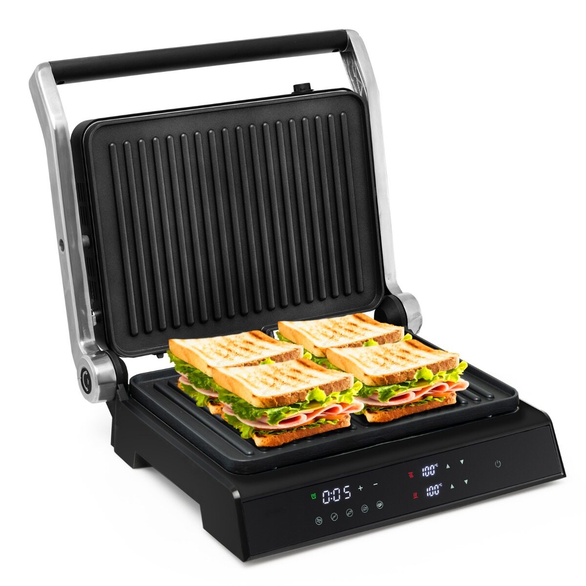 3-ühes 1200 W panini-pressgrill mittenakkuvate plaatidega, elektrigrill