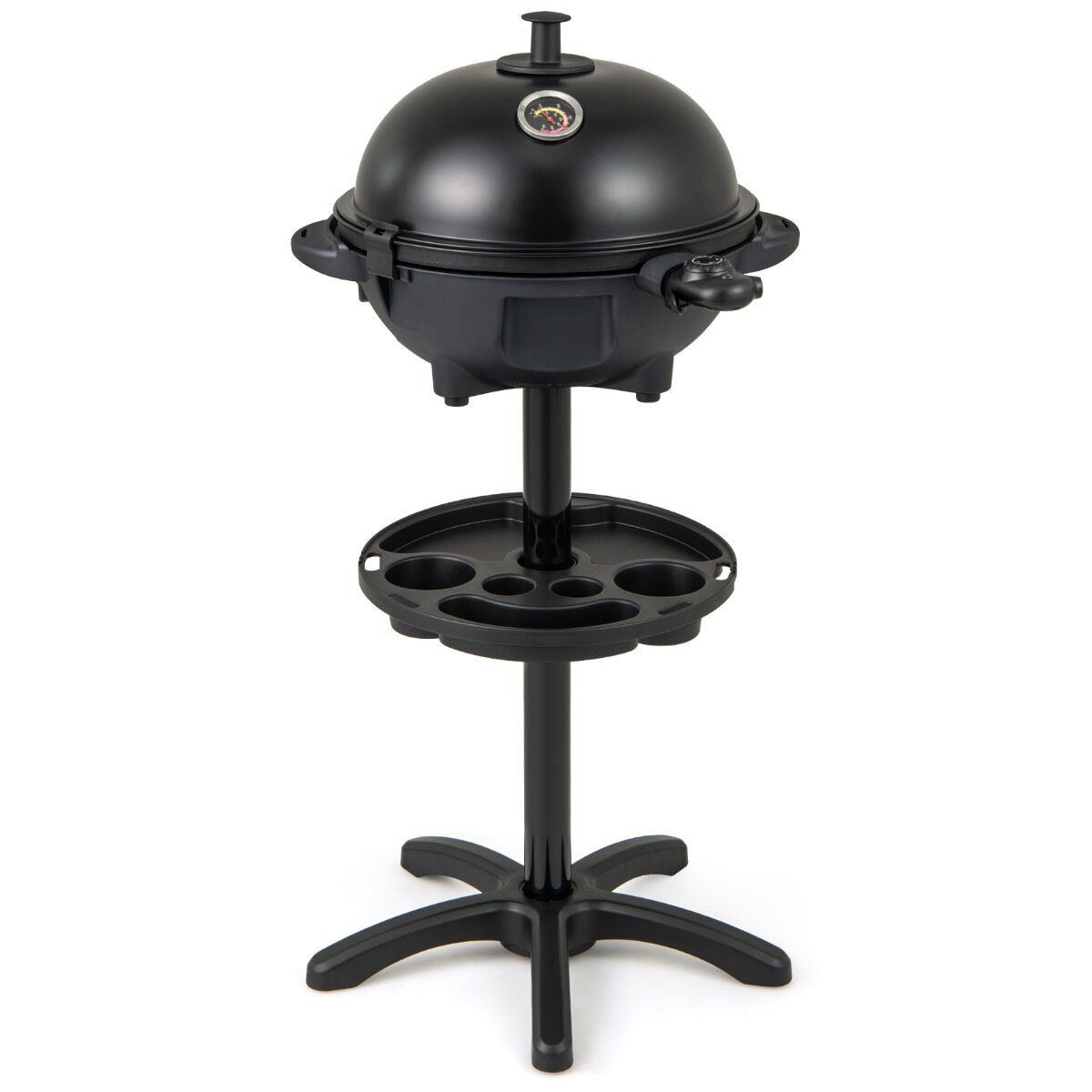 1200 W elektrigrill sise- ja välistingimustes kasutamiseks, 2-tsooniline mittenakkuva kattega küpsetusplaat, reguleeritav temperatuur, aed, must