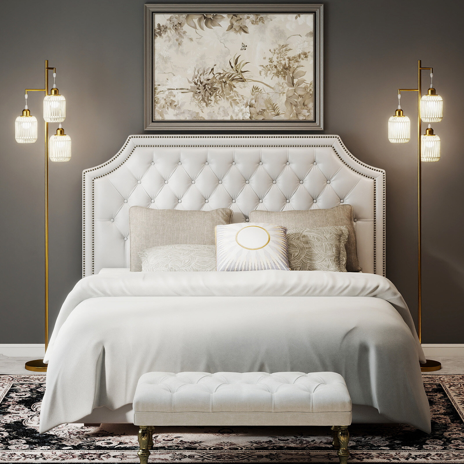 173 cm põrandalamp, elutoa põrandalamp 3 kootud paberist varjuga, kaalutud ümmargune alus, jalglüliti, 60 W, kuldne