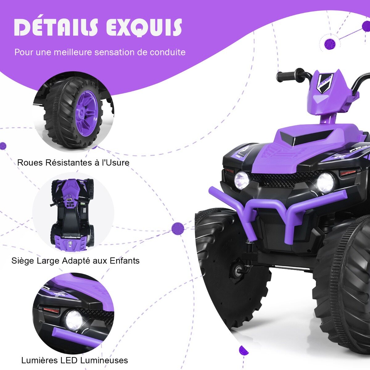 12 V elektriline laste ATV esitulega Mini elektriline ATV muusika ja signaaliga lilla