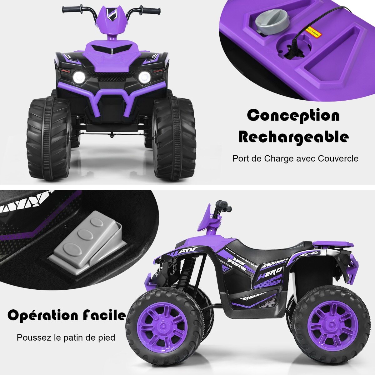 12 V elektriline laste ATV esitulega Mini elektriline ATV muusika ja signaaliga lilla