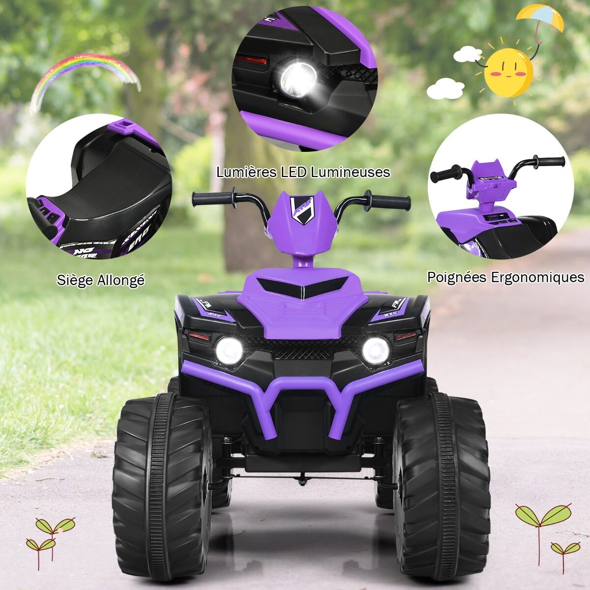 12 V elektriline laste ATV esitulega Mini elektriline ATV muusika ja signaaliga lilla