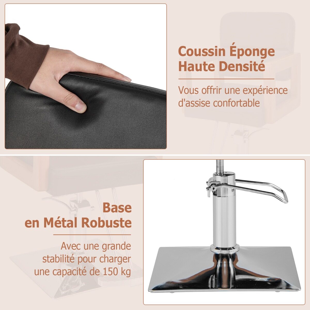 Hüdrauliline juuksuri tool, salongi tool juuksurile, 360 kraadi pöörlev - must
