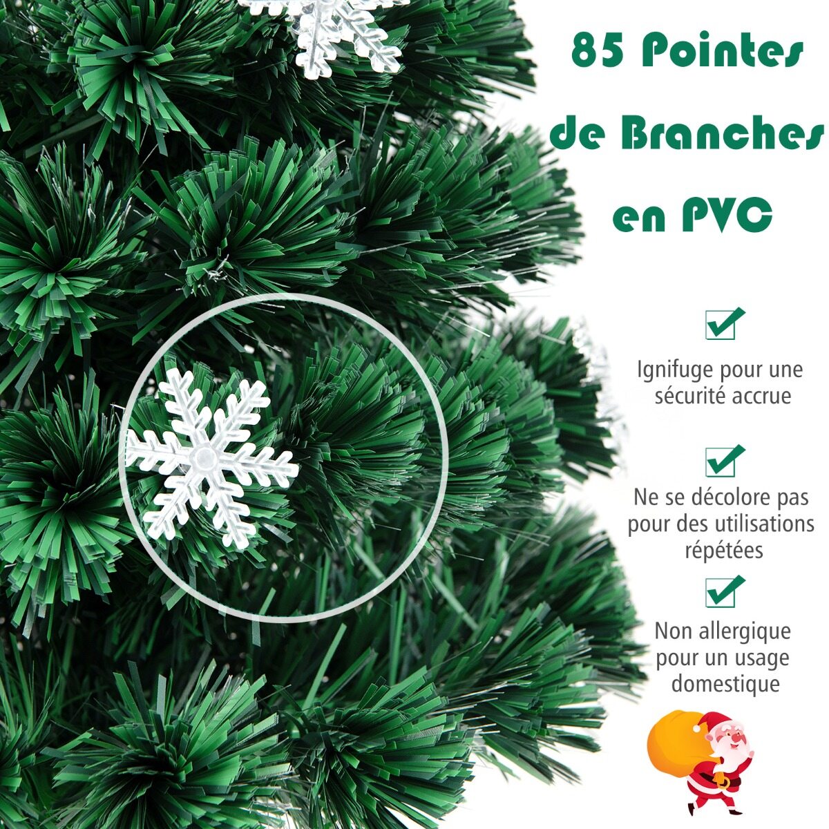 Kunstlik jõulupuu 90 cm LED-tulede ja alusega PVC plastist metallist jõulupuu lumehelvestega, roheline