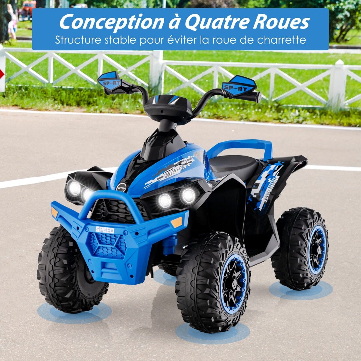 12 V elektriline laste ATV helisignaali ja LED-esitulega, sinine