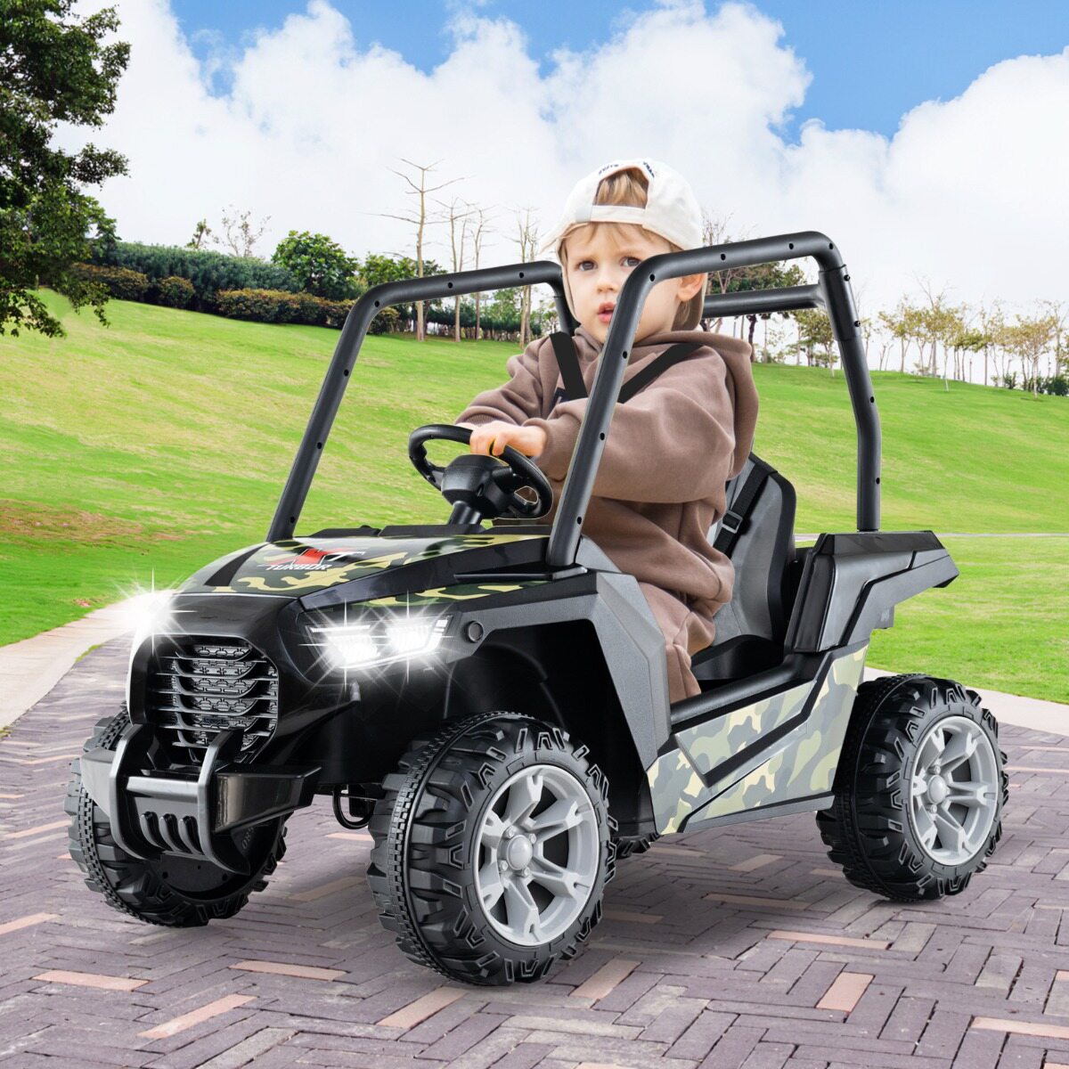 Laste elektriauto 2,4 G puldiga 24 V elektriauto UTV lastele alates 3. eluaastast roheline
