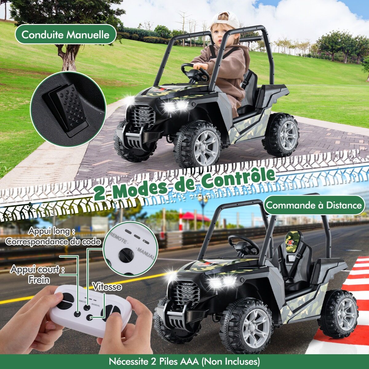 Laste elektriauto 2,4 G puldiga 24 V elektriauto UTV lastele alates 3. eluaastast roheline