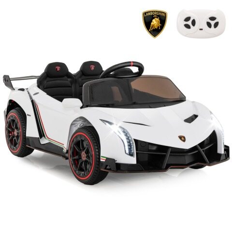 Laste Lamborghini elektriauto puldiga, LED-esituled, signaal ja muusika, valge