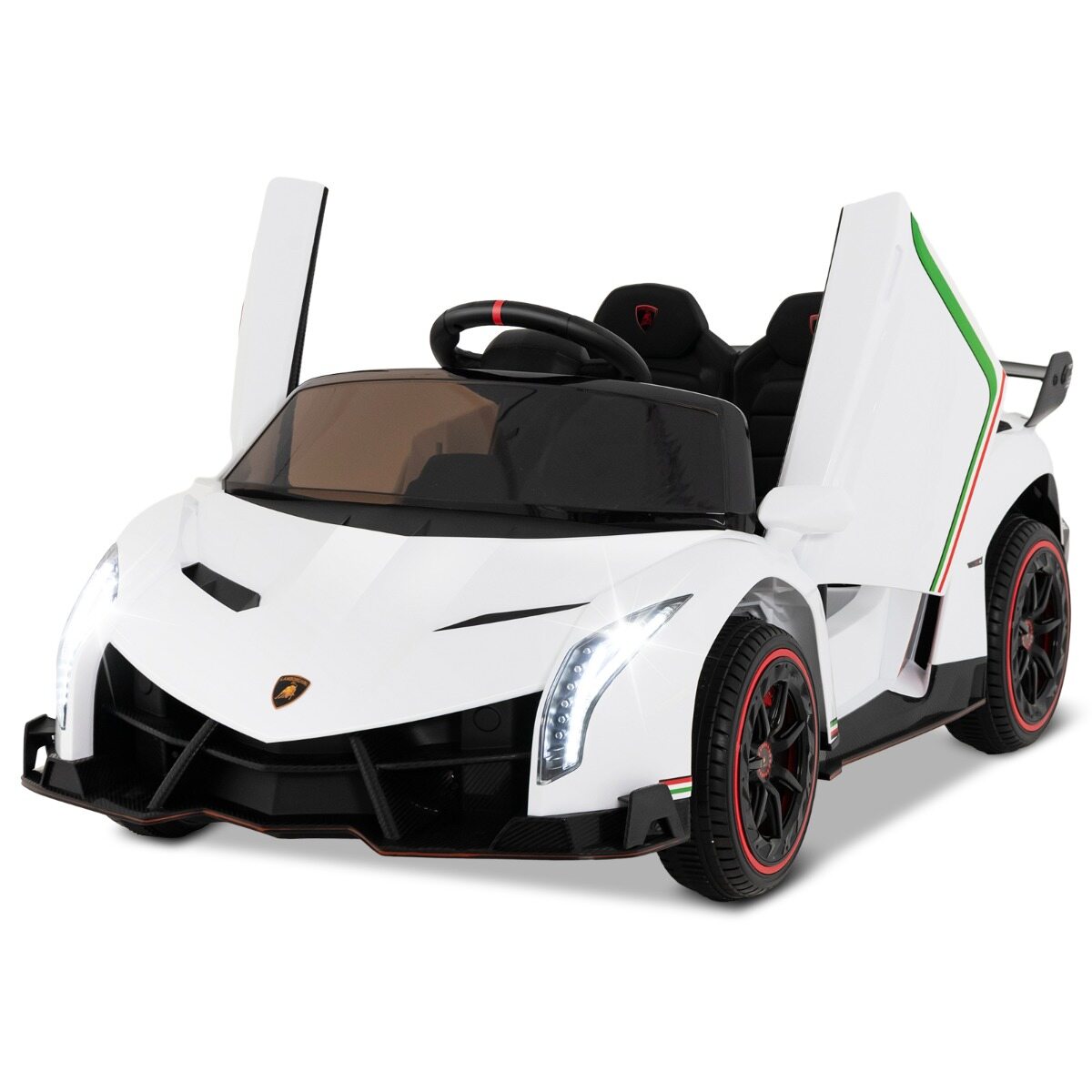 Laste Lamborghini elektriauto puldiga, LED-esituled, signaal ja muusika, valge