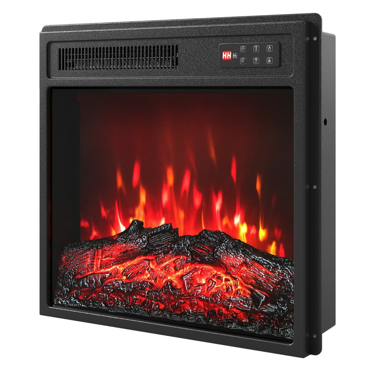 46 cm elektriline kamin-kütteseade 750 W/1500 W puldiga, 7 realistlikku leegivärvi, 5 reguleeritavat heledustaset
