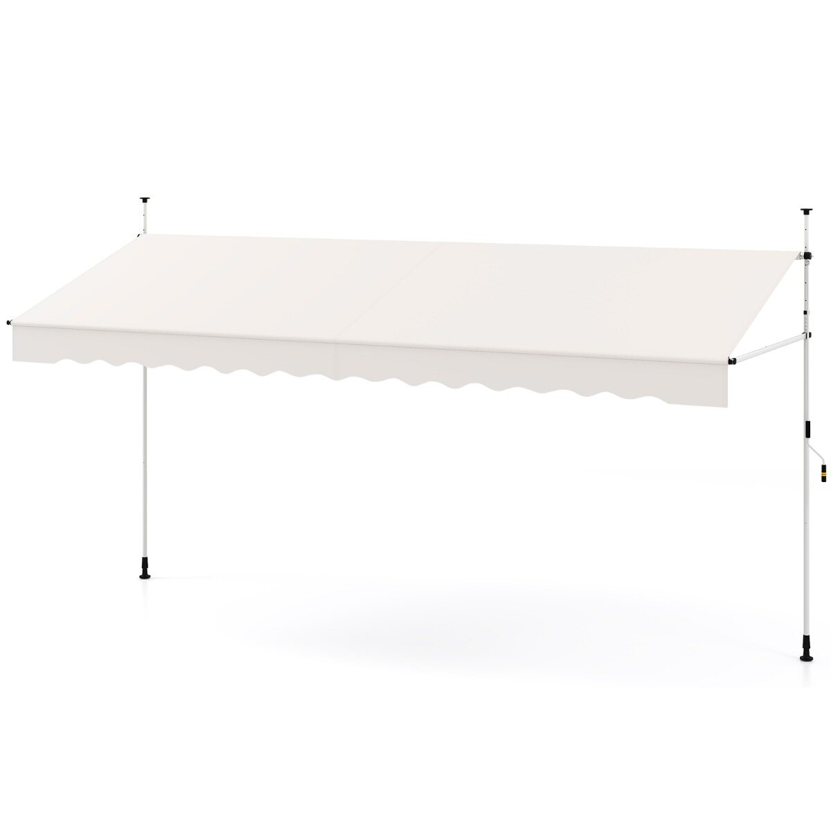 Käsitsi sissetõmmatav varikatus vändaga, kõrguse poolest reguleeritav, õuekatusekate, 400 x 300 cm, valge