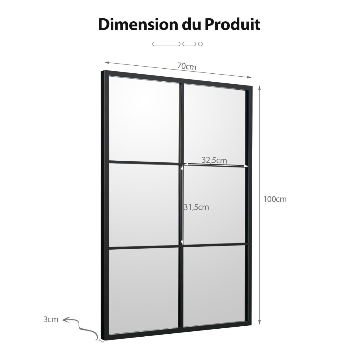 70 x 100 CM Wall Mirror 3 Layers Vanity Makeup Mirror with Metal Frame Black Decorative Mirror 70 x 100 CM Wall Mirror 3 Layers Vanity Makeup Mirror with Metal Frame Black Decorative Mirror