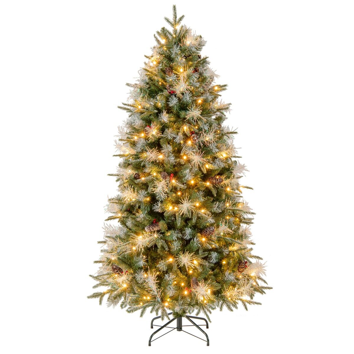 180 cm eelvalgustusega kunstliigendiga jõulupuu 806 PE, PVC ja PET oksaotsaga, 270 LED-tulega, 8 režiimiga, metallalusega