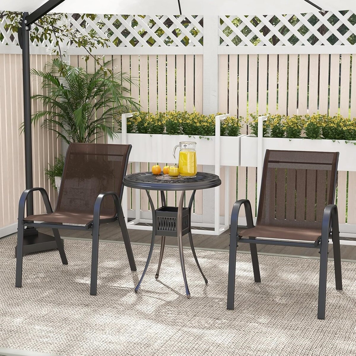 2 virnastatava aiatooli komplekt, valmistatud tekstiilkangast ja metallraamist, 56 x 70 x 84 cm, pruun