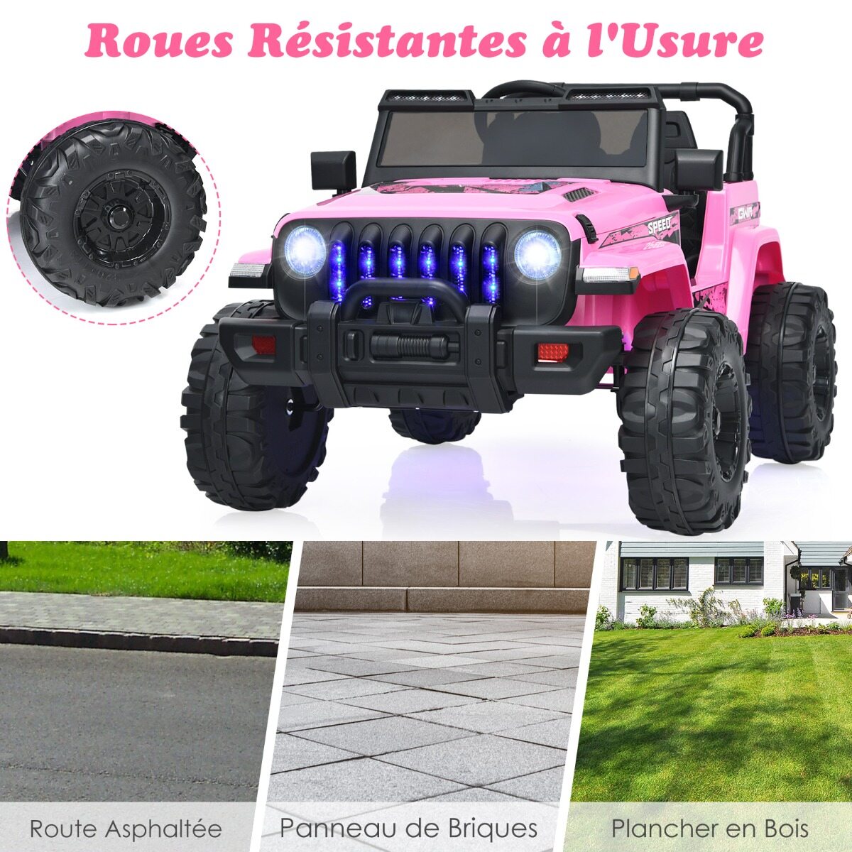 Laste veoauto akutoitel elektriauto 2 istmega 114 x 78 x 67 cm roosa