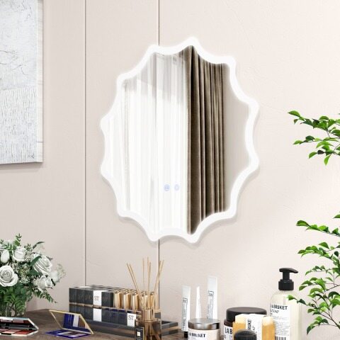 Vannitoa peegel uduvastase peegli, soojendusega lainelise disainiga LED-peegelseina peegel 60 x 60 cm
