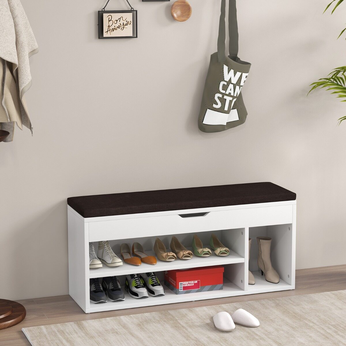 Kingapink, kingakapp, kingariiul istmepadjaga, puit, 104 x 48 x 30 cm, valge/naturaalvalge
