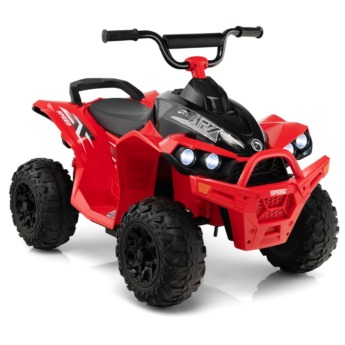 12 V elektriline laste ATV kiirusega 2,2/4,3 km/h, signaali, muusika ja LED-tuledega, punane