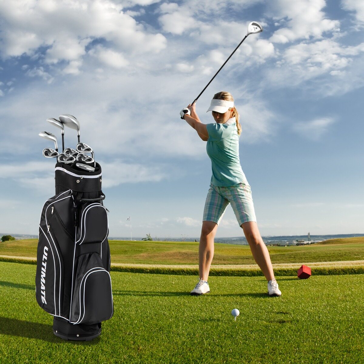 Täiskomplekt golfikeppide jaoks, paremakäelistele, naistele, golfikeppide komplektid kandekotiga, must