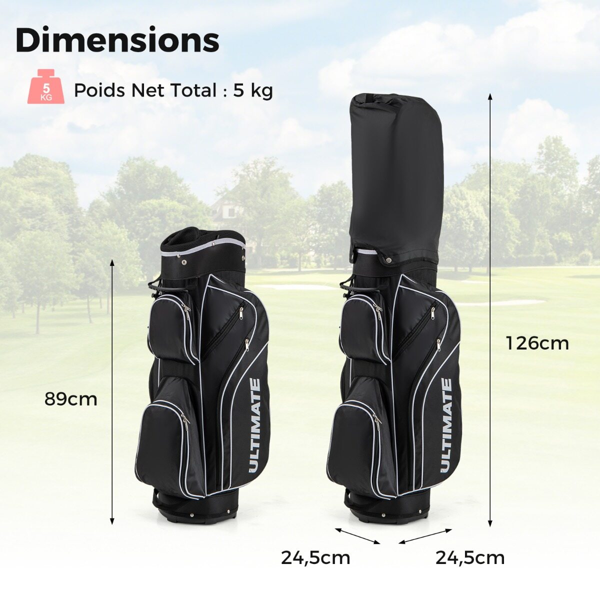 Täiskomplekt golfikeppide jaoks, paremakäelistele, naistele, golfikeppide komplektid kandekotiga, must