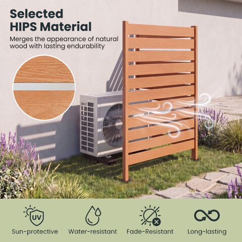 Privaatsuspiire HIPS-ist 93 x 63,5 cm Ilmastikukindel puidust aiapiire metallist maavaiadega