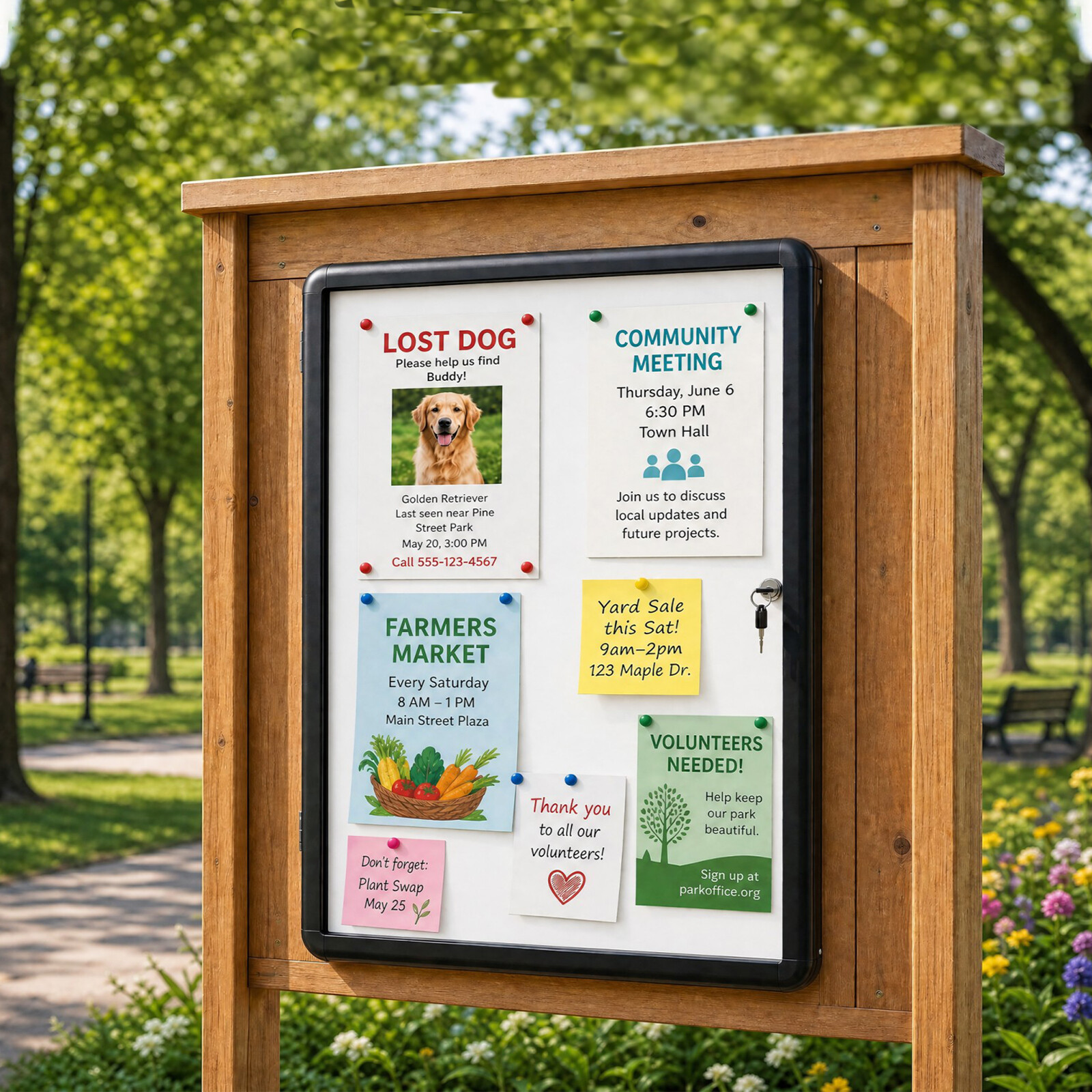 Lukustatav vitriinkapp/infokarp magnetilise ja kirjutatava tagapaneeliga, 90 x 65 cm, must