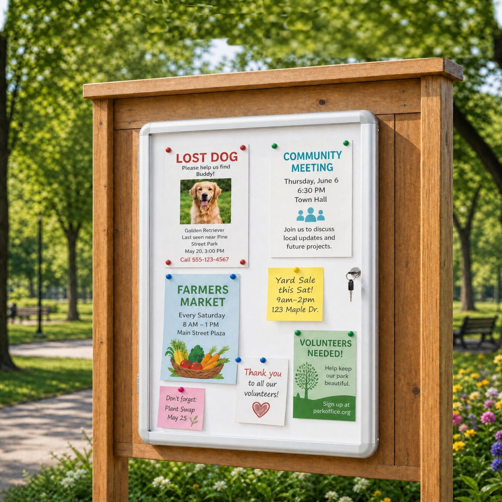 Lukustatav vitriinkapp/infokarp magnetilise ja kirjutatava tagapaneeliga, 90 x 65 cm, hõbedane