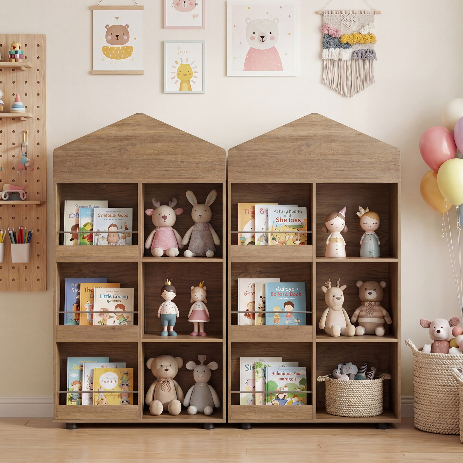 Montessori laste riiul 116 cm raamaturiiul laste puidu ja mänguasjade hoiustamiseks naturaalne