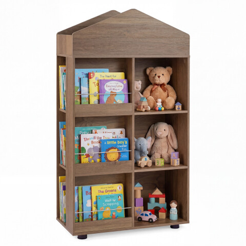 Montessori laste riiul 116 cm raamaturiiul laste puidu ja mänguasjade hoiustamiseks naturaalne