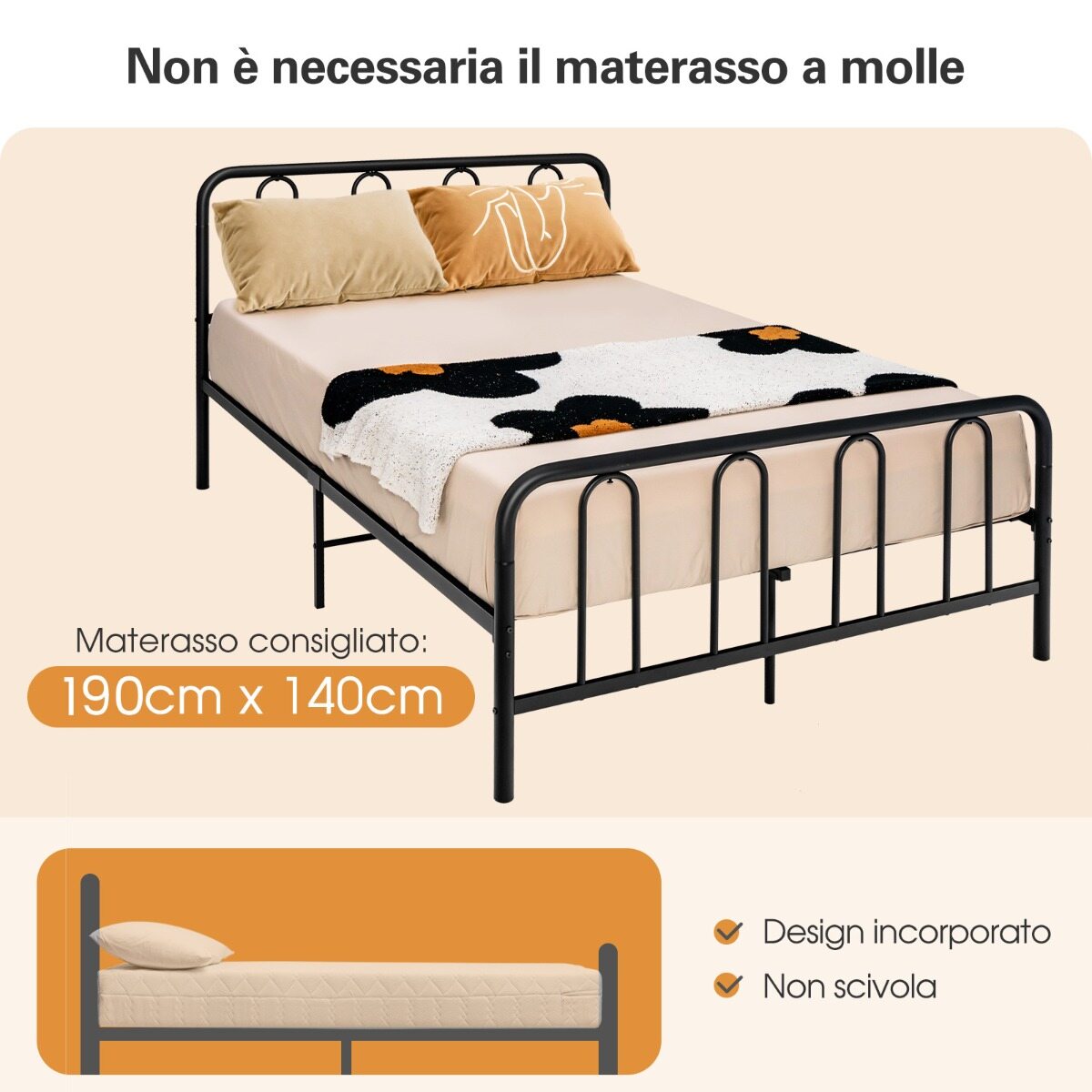 Metallist voodiraam 190 x 140 cm madratsiga kaheinimesevoodile liistudest raami ja panipaigaga