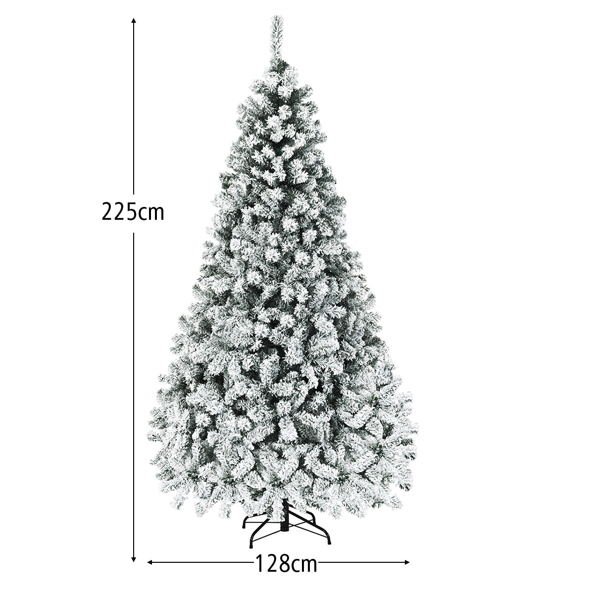 Lumega kaetud kunstkuusk LED-tulede ja metalljalaga 225 cm