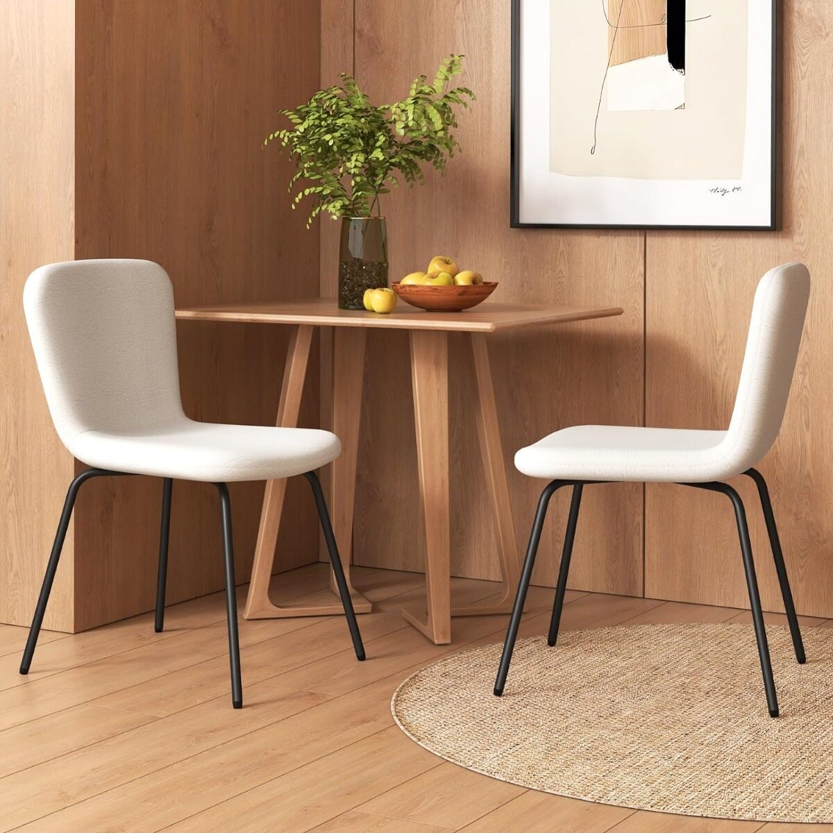 4 söögitoa tooli komplekt polsterdatud köögitoolid seljatoega 47 x 58 x 86 cm beež