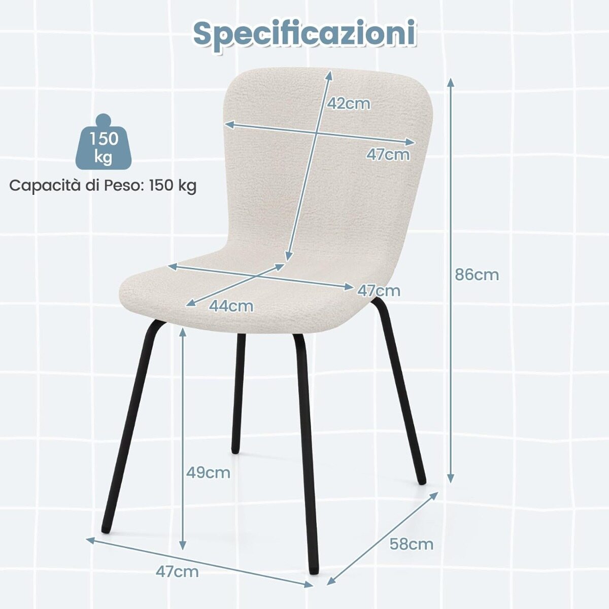 4 söögitoa tooli komplekt polsterdatud köögitoolid seljatoega 47 x 58 x 86 cm beež