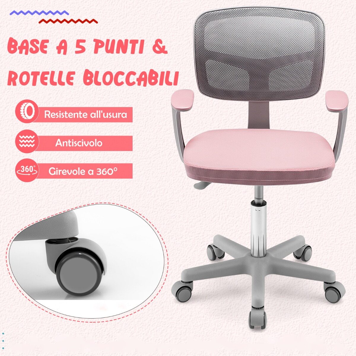 Reguleeritava kõrgusega laste laud ja lauatool, ergonoomiline laud ja pöörlev võrgust iste