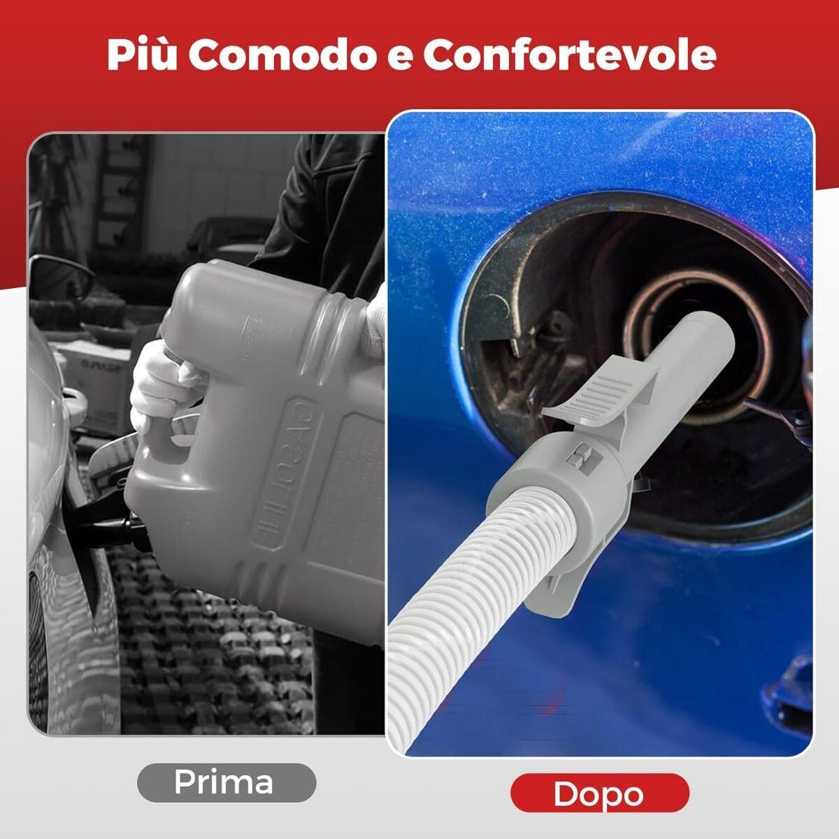 Kütusepump automaatse seiskamisega, USB/akutoitega bensiinipump ja kiire vooluga 14 l/min punane ja valge