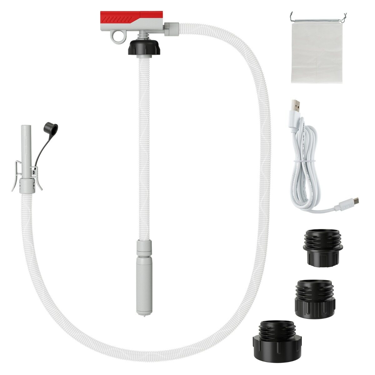 Kütusepump automaatse seiskamisega, USB/akutoitega bensiinipump ja kiire vooluga 14 l/min punane ja valge