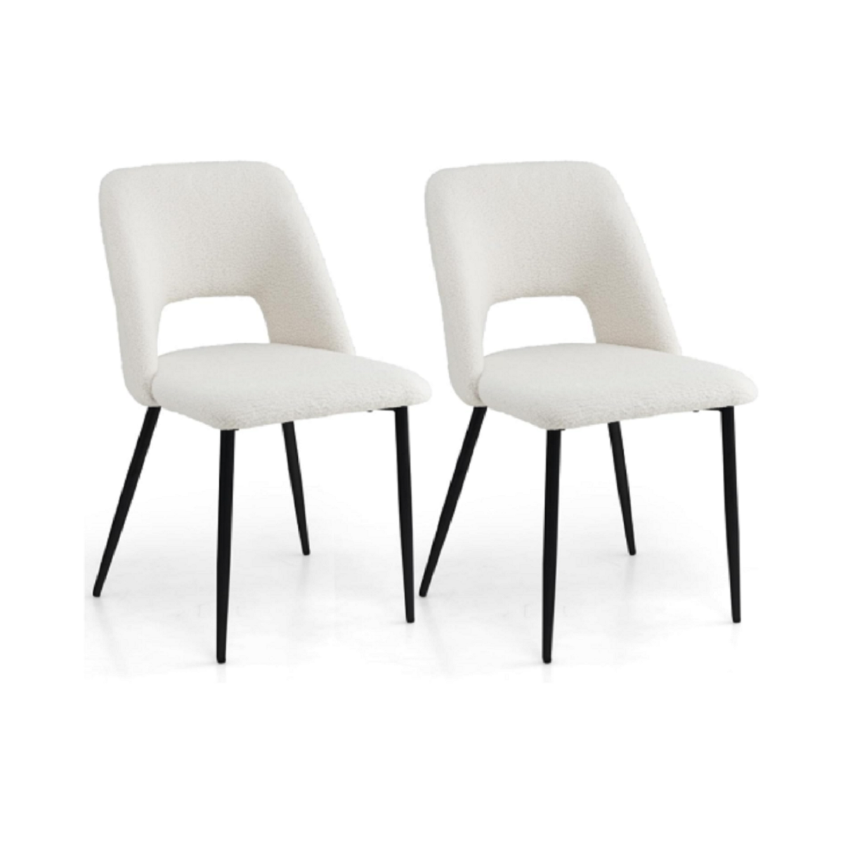 Söögitoa tooli komplekt (2 tk), polsterdatud köögitoolid seljatoega, 48,5 x 57 x 85 cm, beež