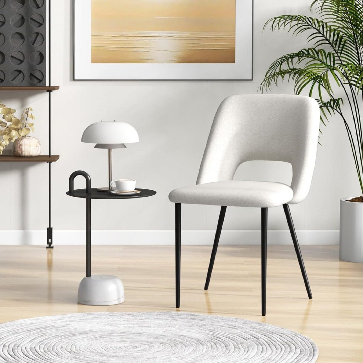 Söögitoa tooli komplekt (2 tk), polsterdatud köögitoolid seljatoega, 48,5 x 57 x 85 cm, beež