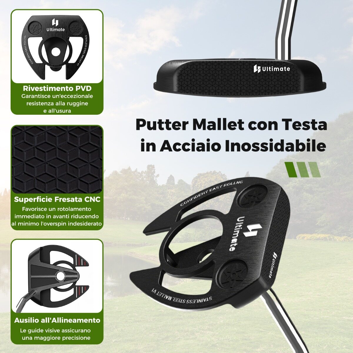 Meeste golfikeppide komplekt kaasaskantava golfikoti ja alusega, putteri ja vihmakattega