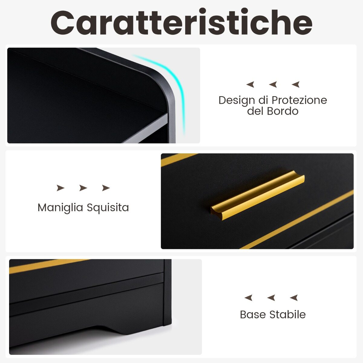 Öökapp LED-valgustiga USB-port ja C-tüüpi laadimisjaam Öökapp liikumisanduriga must