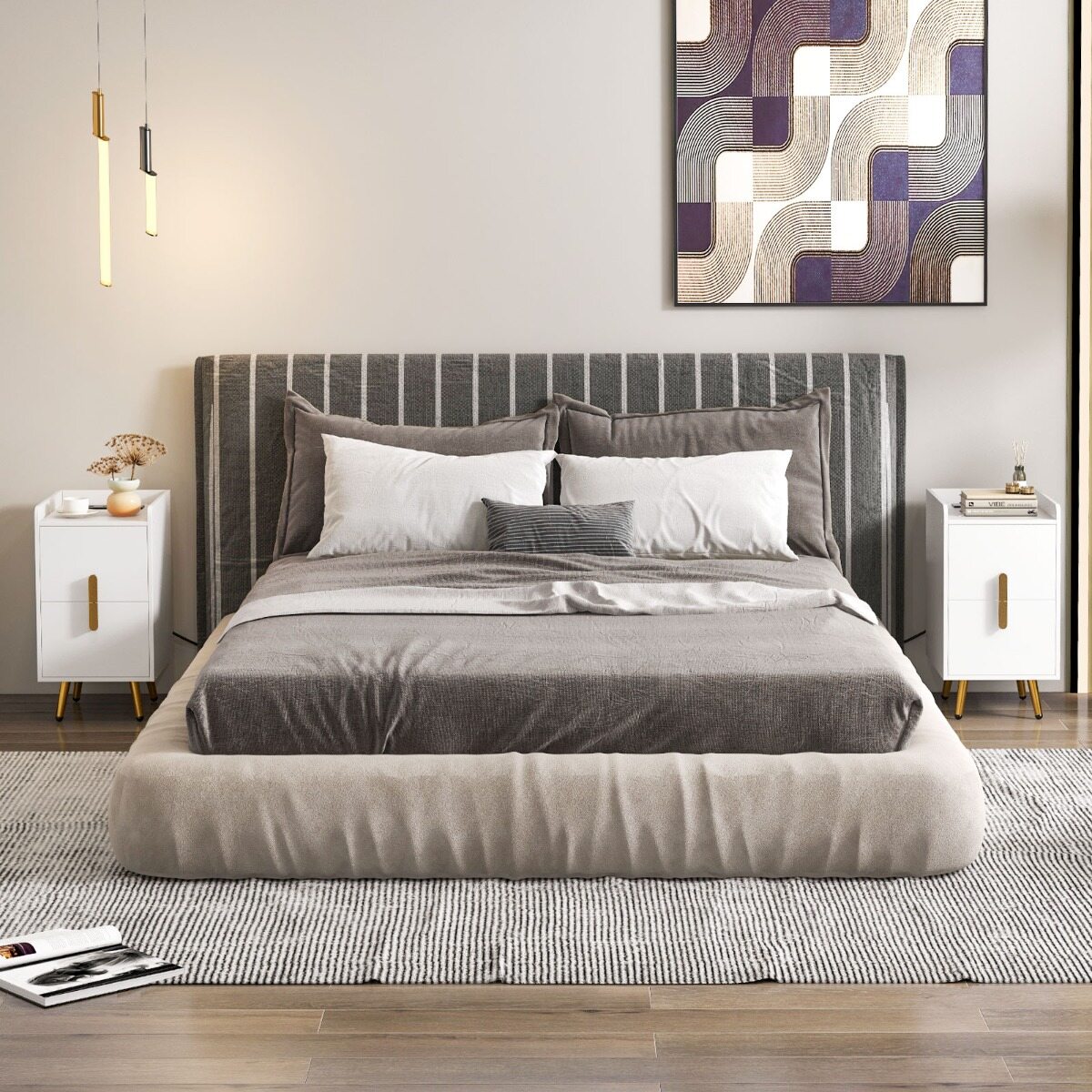 Öökapp laadimisjaamaga, kitsas öökapp 2 sahtli ja USB-portidega, 40 x 32 x 60 cm, valge