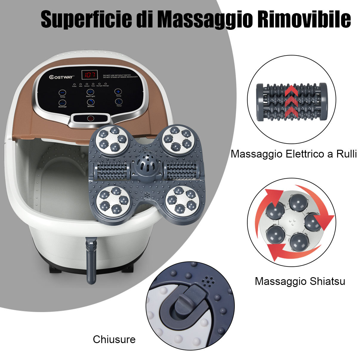 500 W infrapuna shiatsu jalamassaažiseade