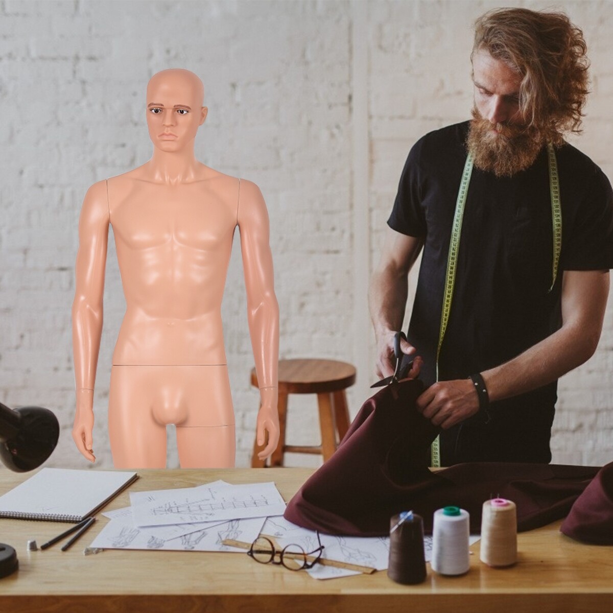 6 Feet Male Mannequin Make-up Manikin with Metal Stand