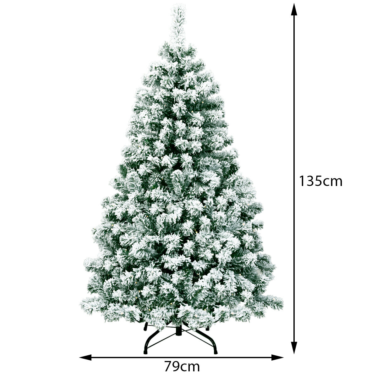 Kunstlik jäätunud jõulupuu LED-tuledega 135 cm