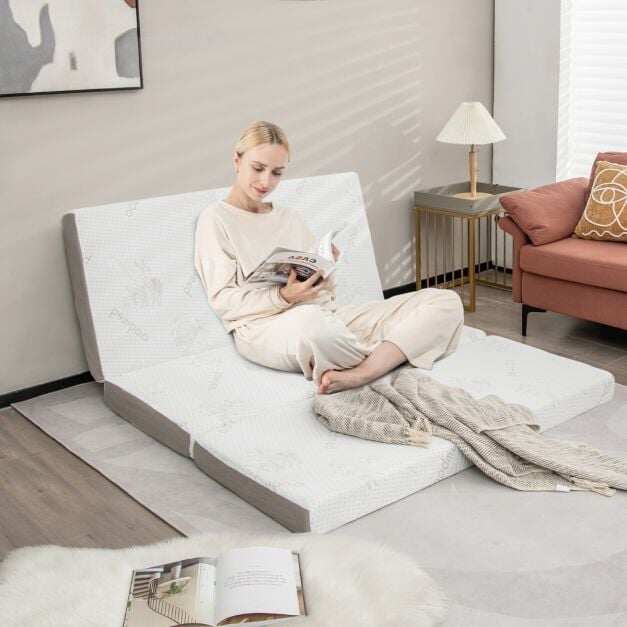 Cool Gel Memory Foam Folding Mattress with Bamboo Cover and Mesh Border Fabric-L Cool Gel Memory Foam Folding Mattress with Bamboo Cover and Mesh Border Fabric-L