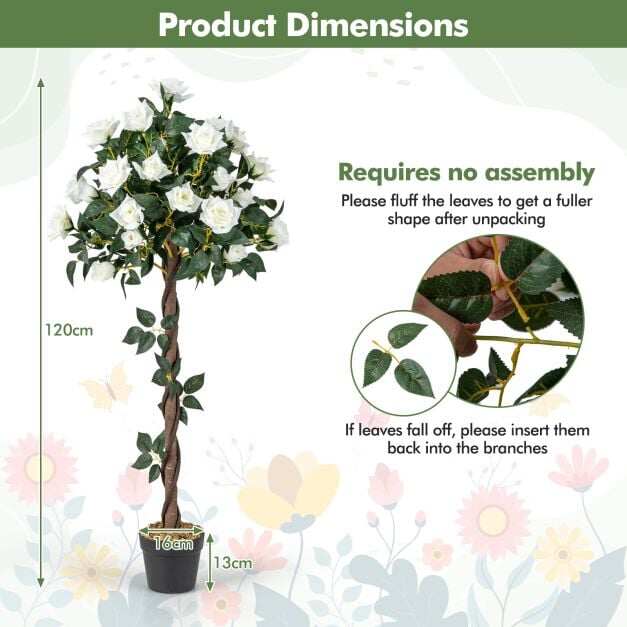 120 cm kunstlill, kunstlill valgete roosidega